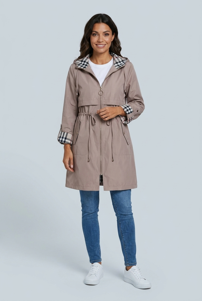 Millie hooded waterproof parka coat Beige