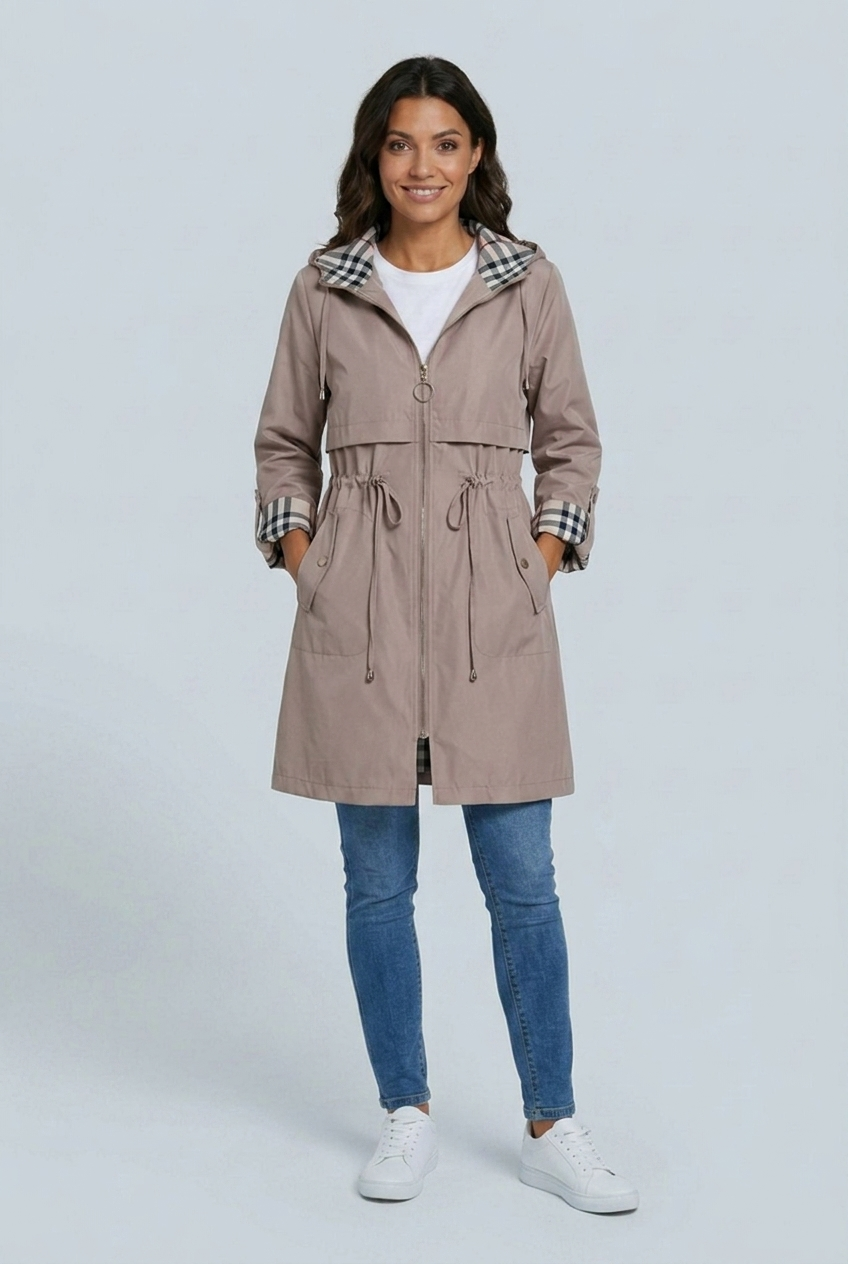 Millie hooded waterproof parka coat Beige