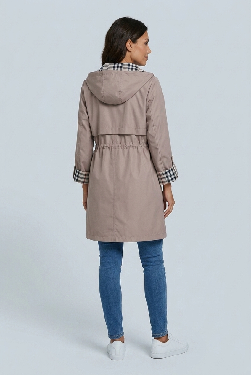 Millie hooded waterproof parka coat Beige