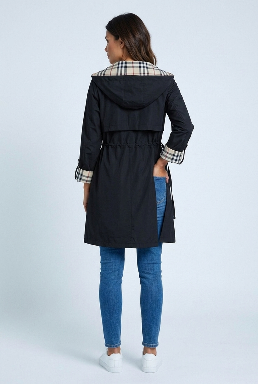 Millie hooded waterproof parka coat Black