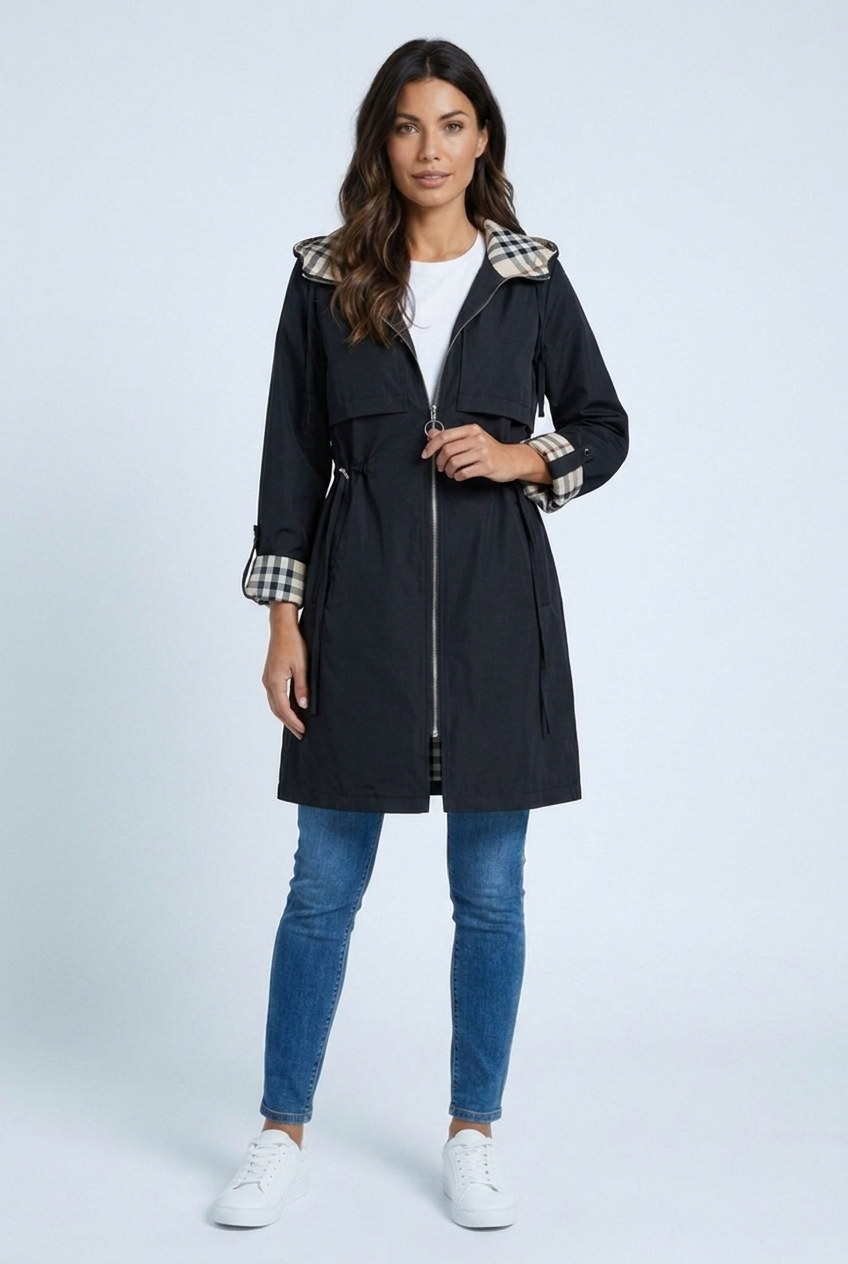 Millie hooded waterproof parka coat Black