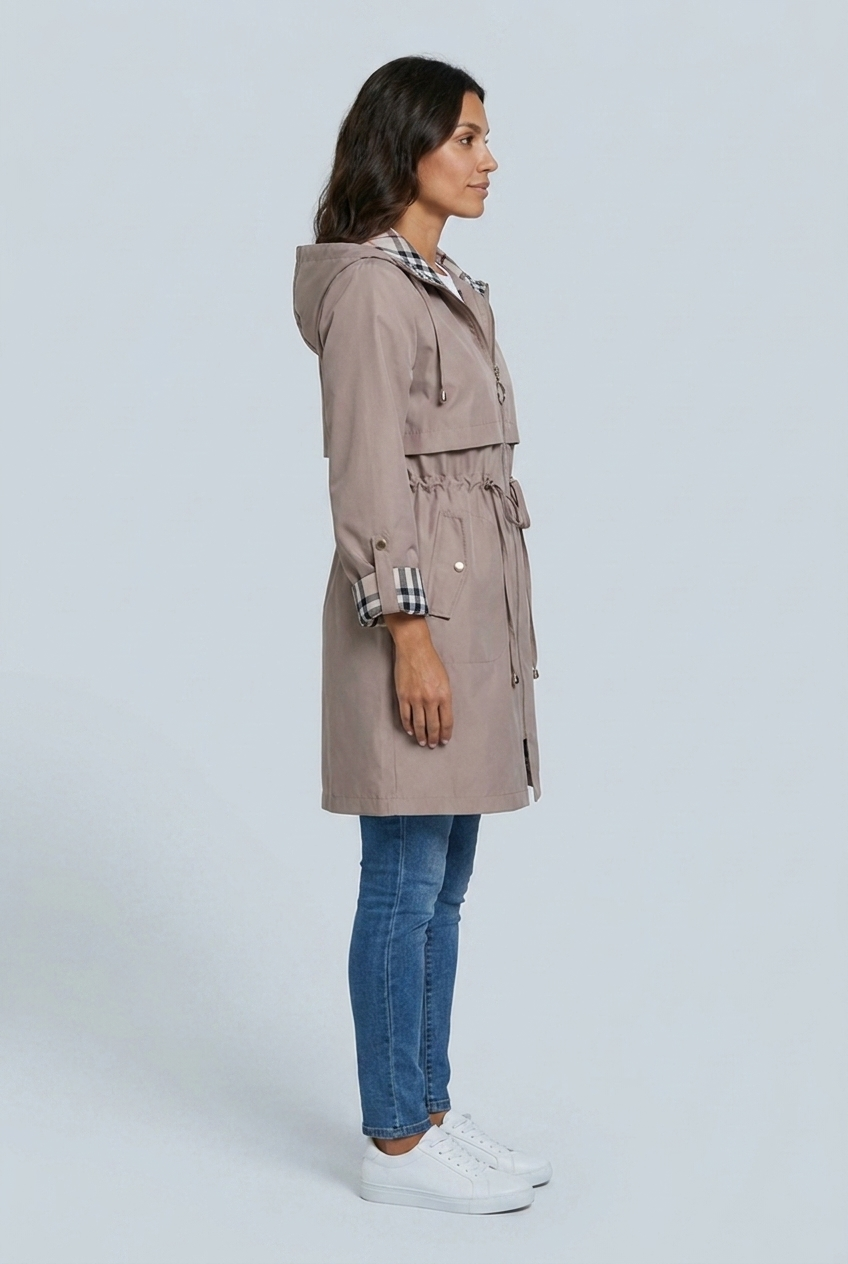 Millie hooded waterproof parka coat Beige