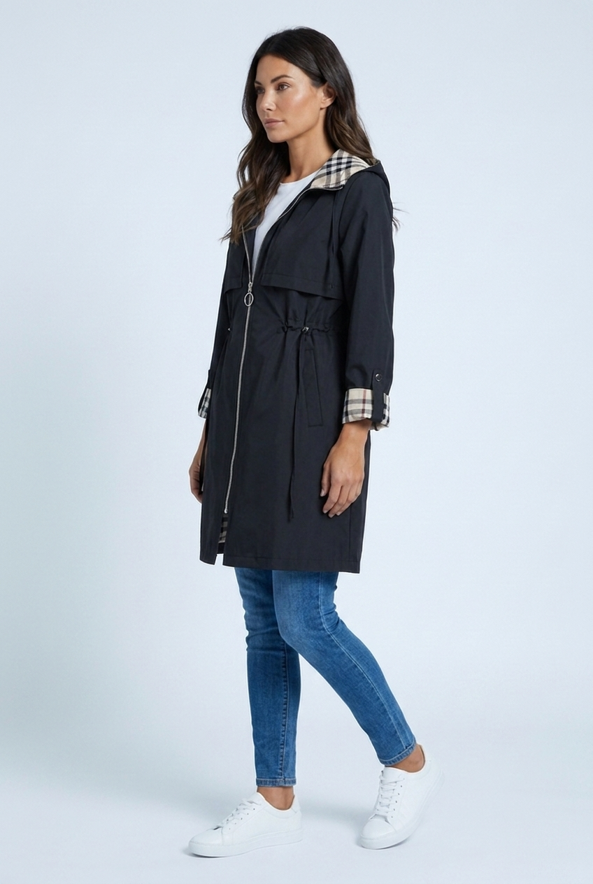 Millie hooded waterproof parka coat Black