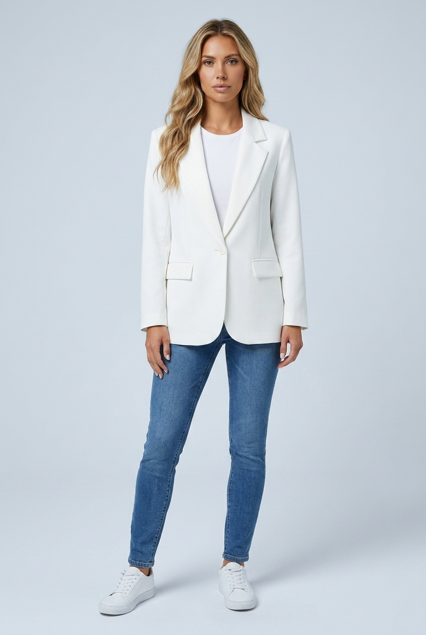 Harriet single-button tailored blazer White