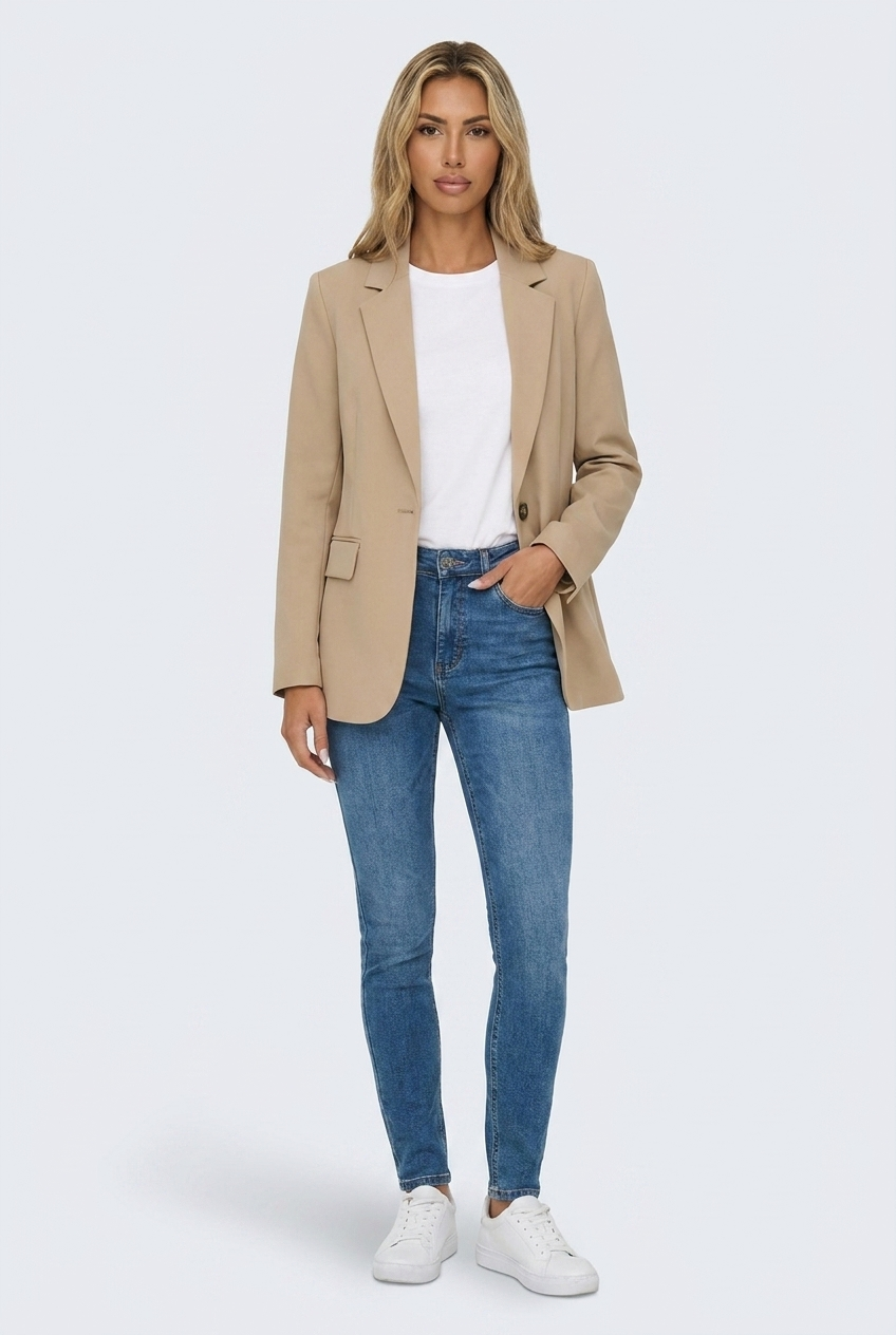 Harriet single-button tailored blazer Beige