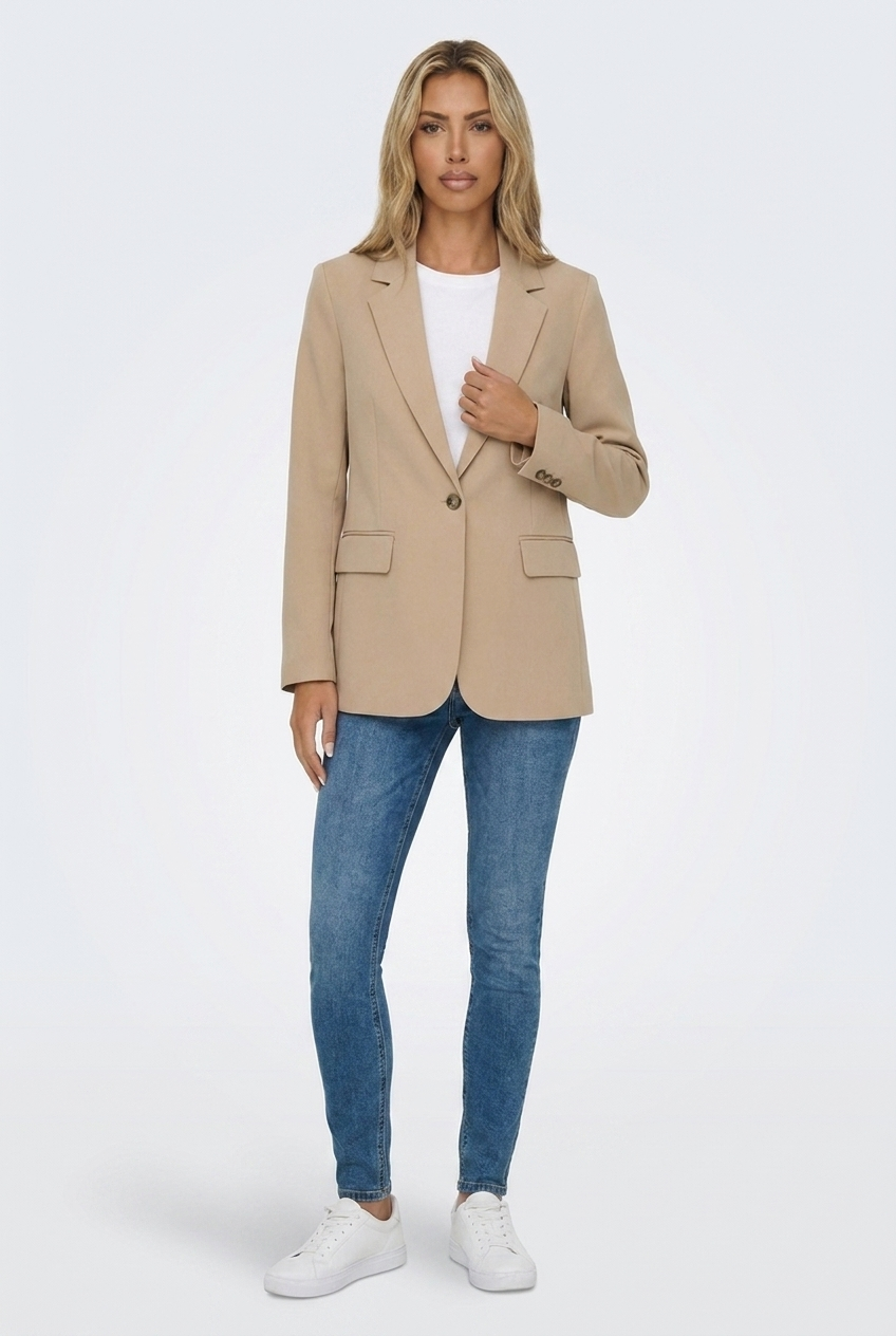 Harriet single-button tailored blazer Beige