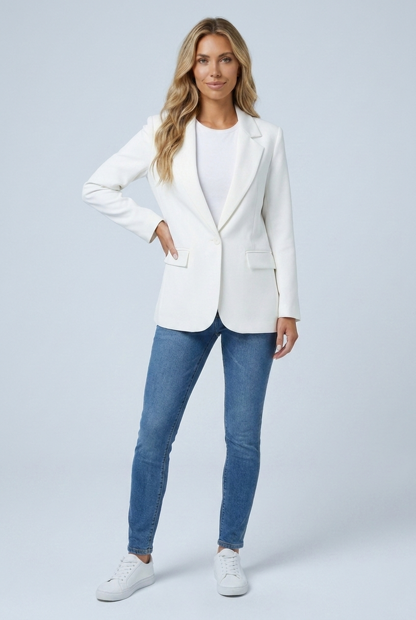 Harriet single-button tailored blazer White