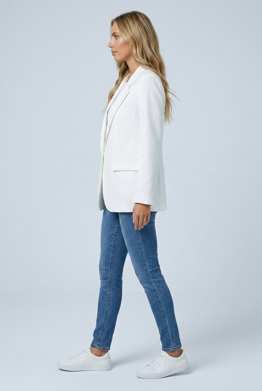 Harriet single-button tailored blazer White