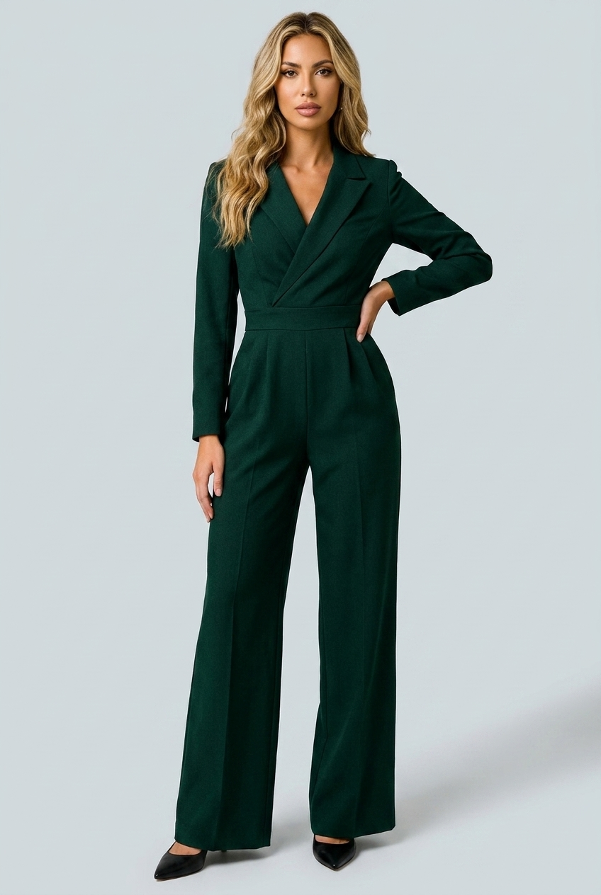 Celeste tailored blazer jumpsuit Green