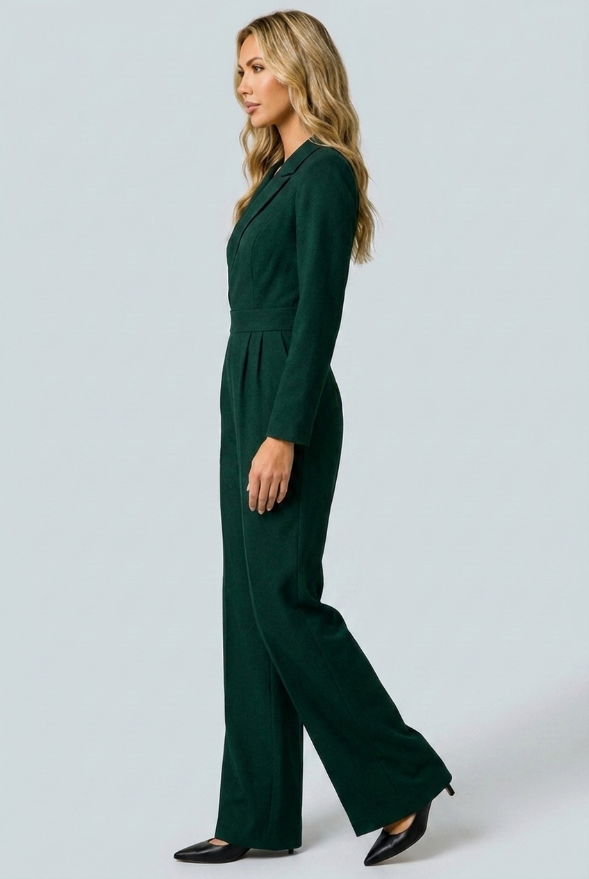Celeste tailored blazer jumpsuit Green