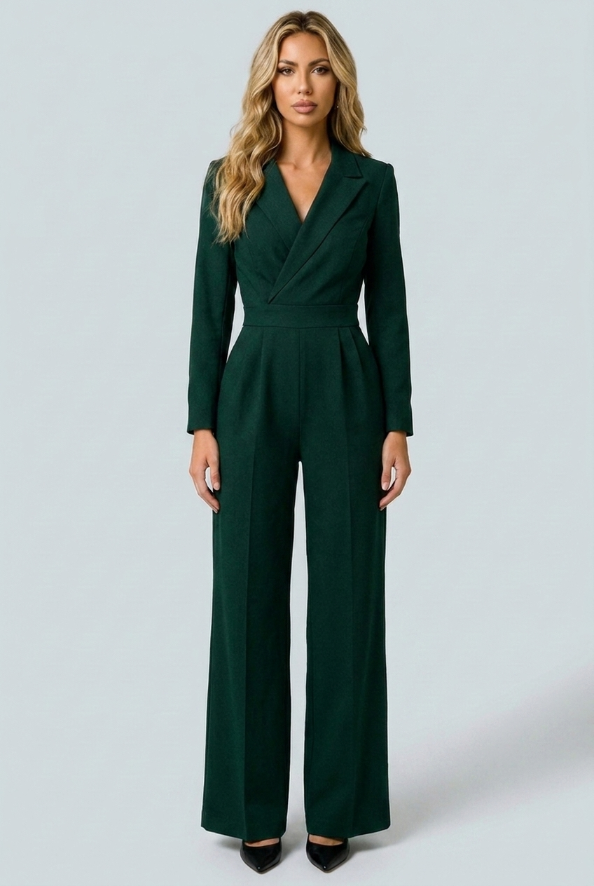 Celeste tailored blazer jumpsuit Green