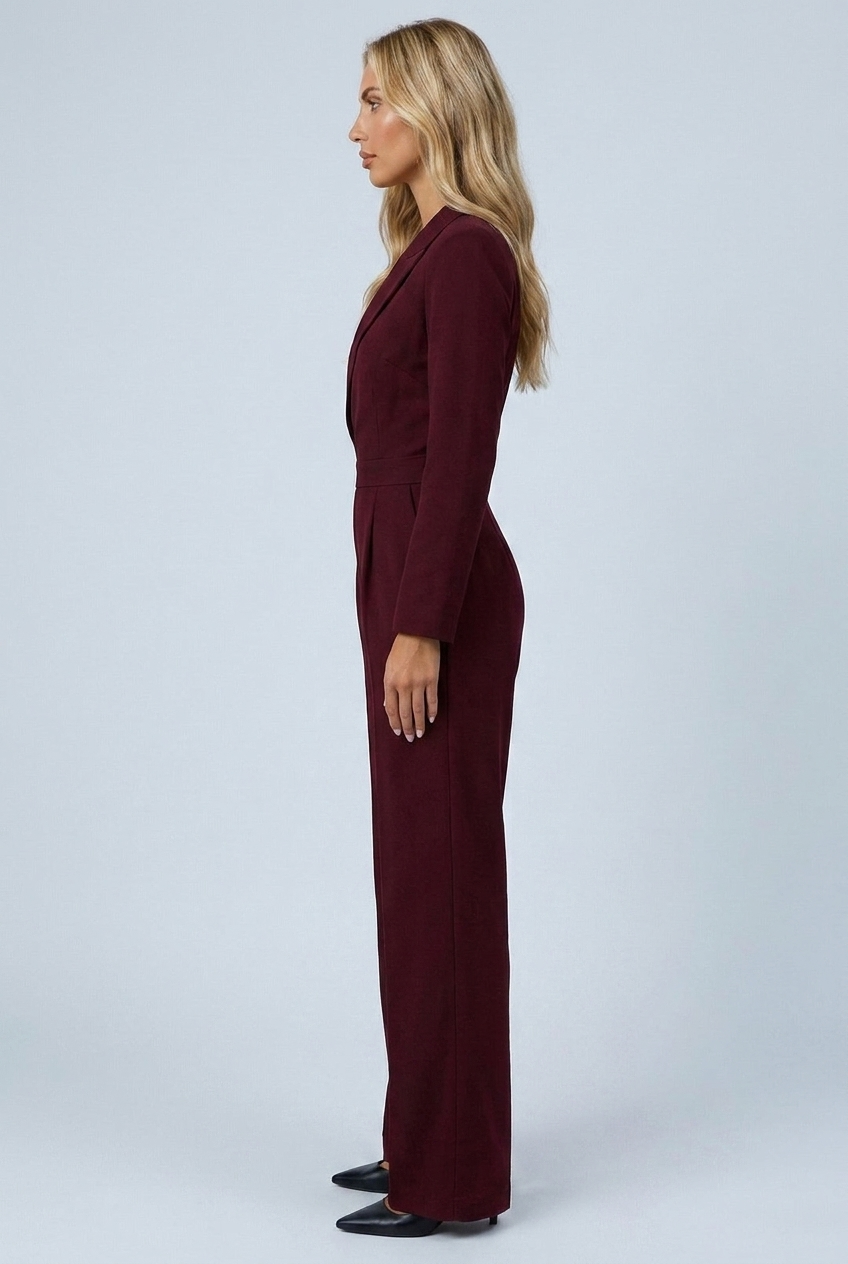 Celeste tailored blazer jumpsuit Burgundy