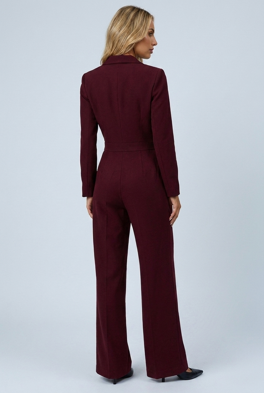 Celeste tailored blazer jumpsuit Burgundy