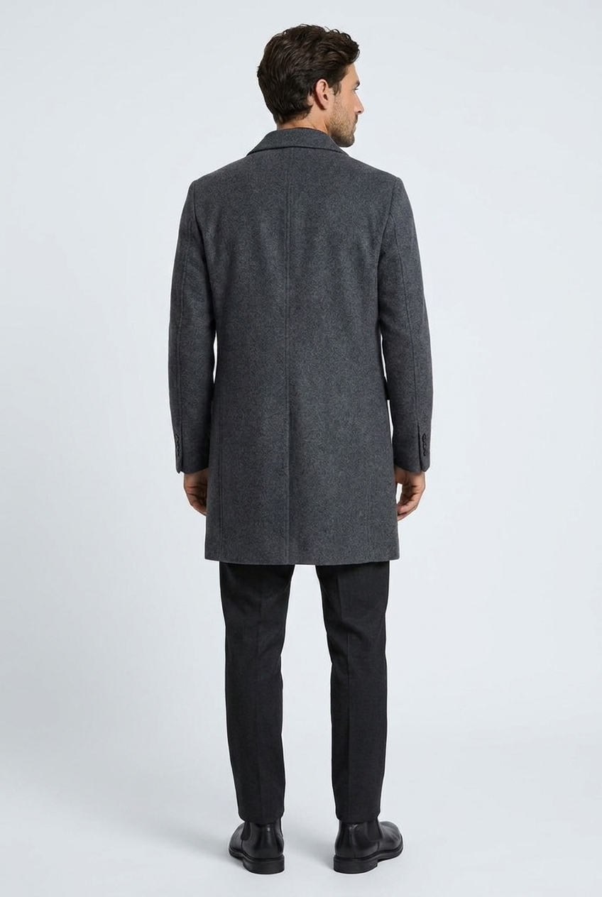 Franklin coat charcoal grey back