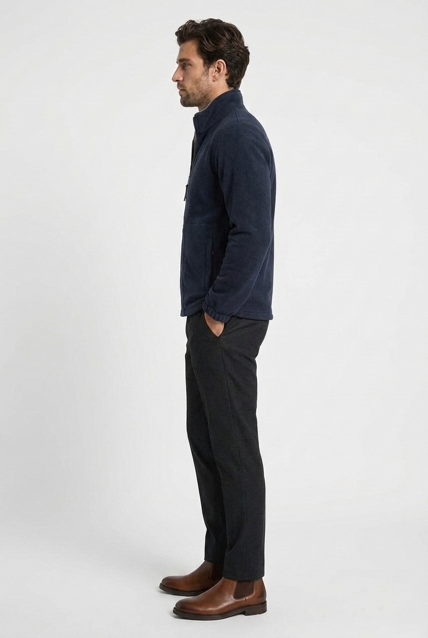 Julius men's fleece full-zip jacket in navy, side view