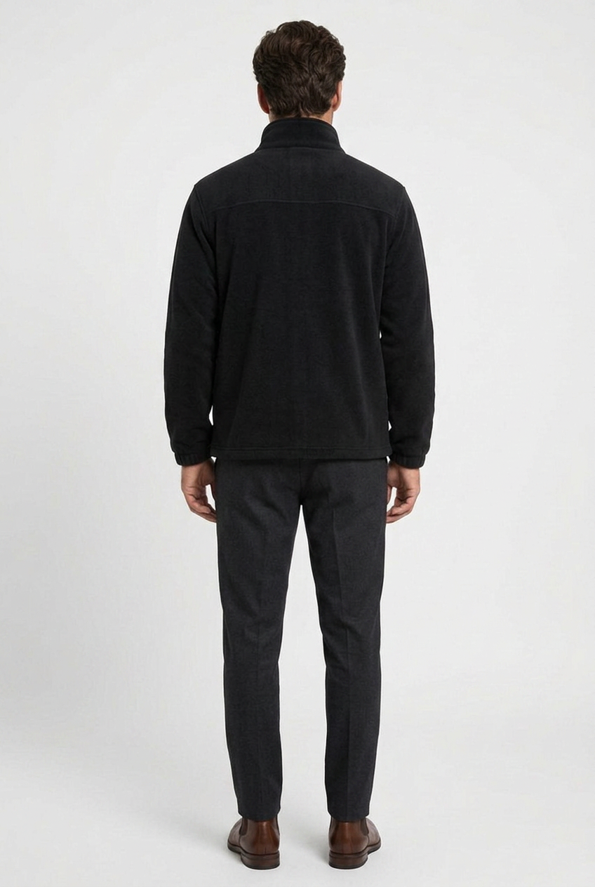 Julius men's fleece full-zip jacket in black, back view