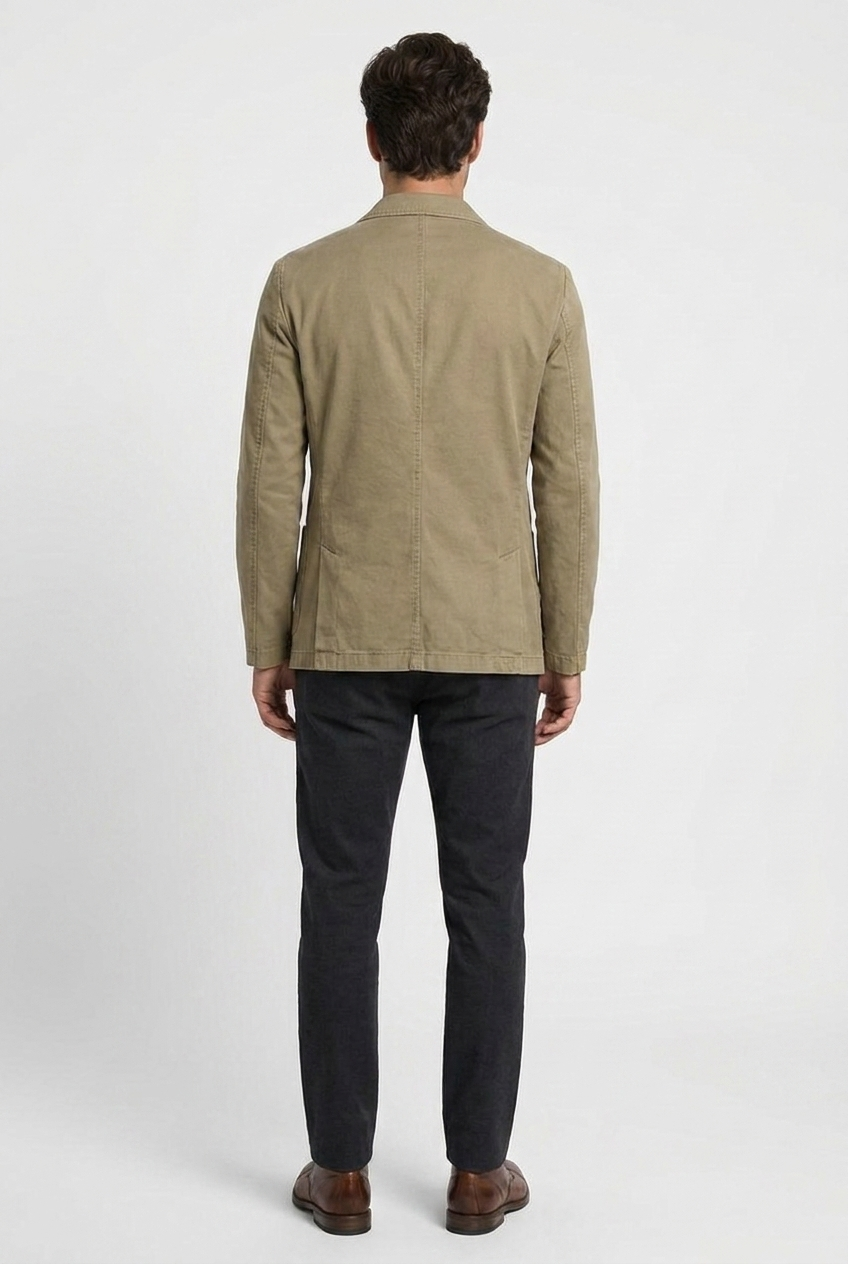 Dennis men's casual cotton blazer in khaki, back view