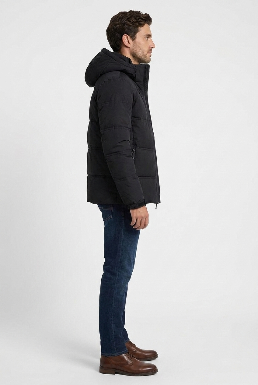 Felix men's padded down winter jacket in black, side view