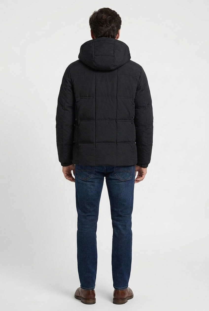 Felix men's padded down winter jacket in black, back view