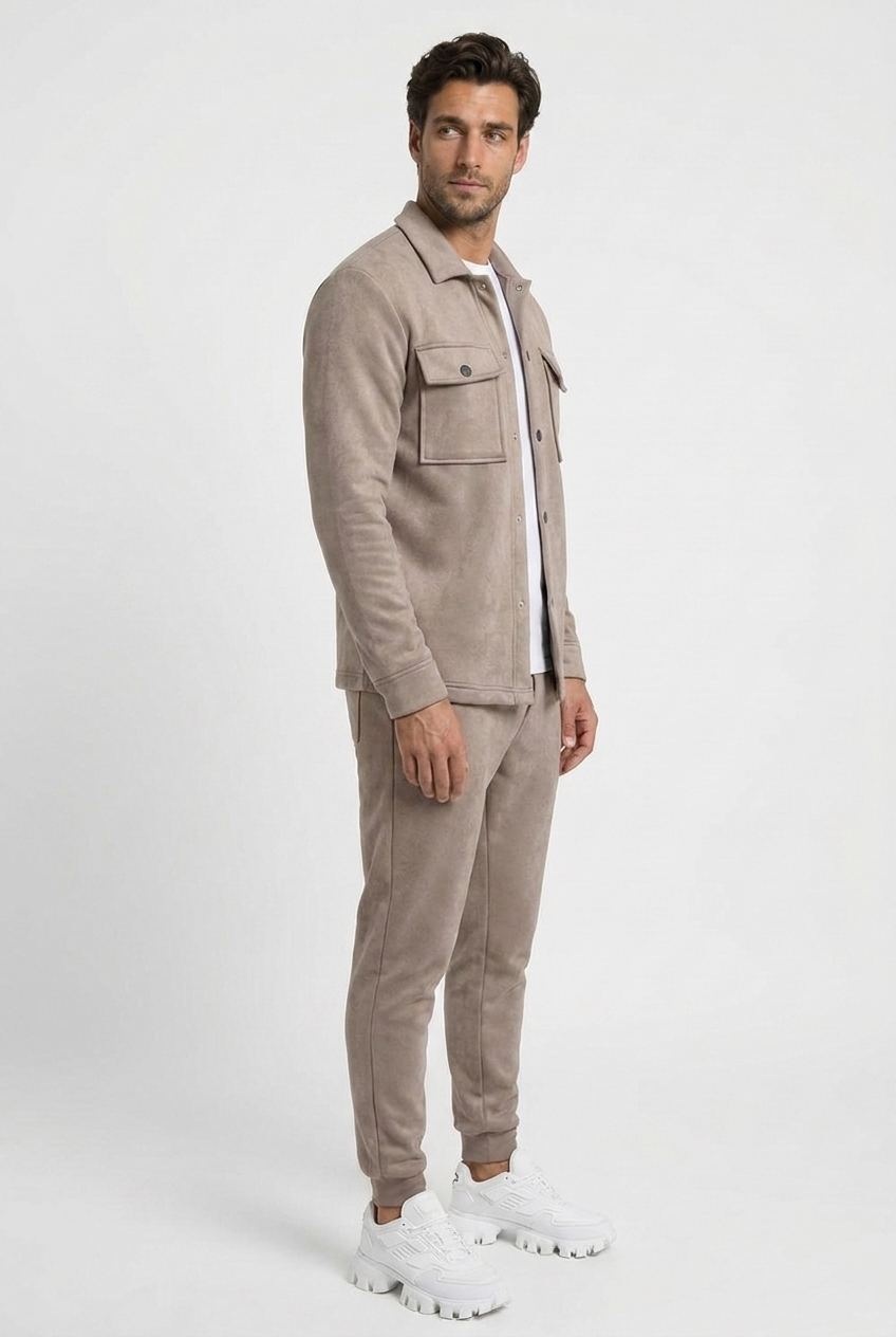 Blake men's tracksuit in beige, side view