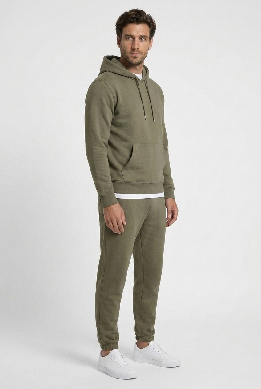 Gabriel men's tracksuit in khaki, side view