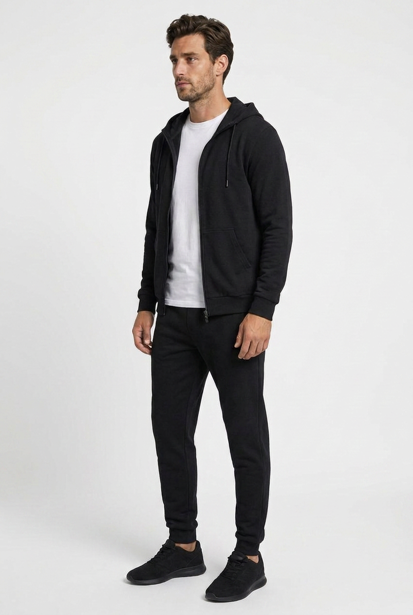 Jude men's tracksuit in black, side view