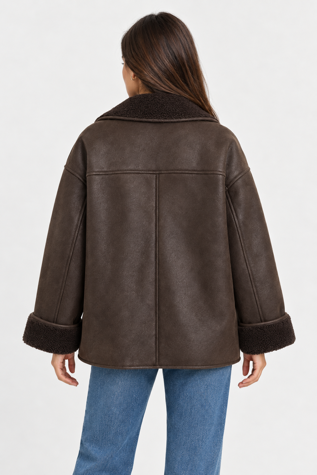 Petra Oversized Faux Leather Aviator Jacket