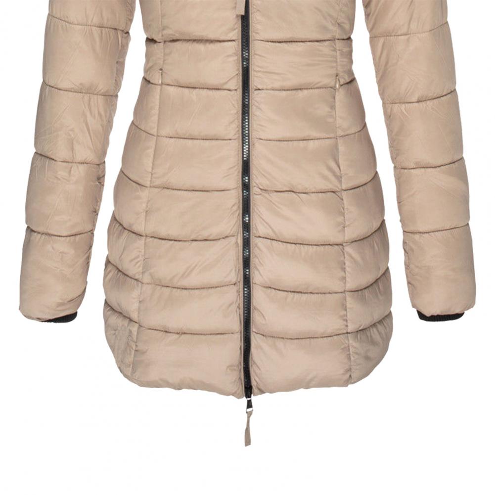 Callie Fitted Long Hooded Puffer Coat in Beige