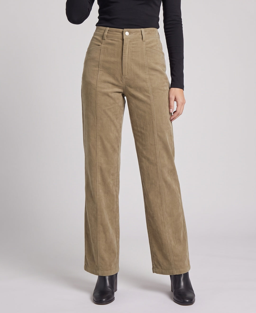 Anouk Trousers in Khaki corduroy, front view
