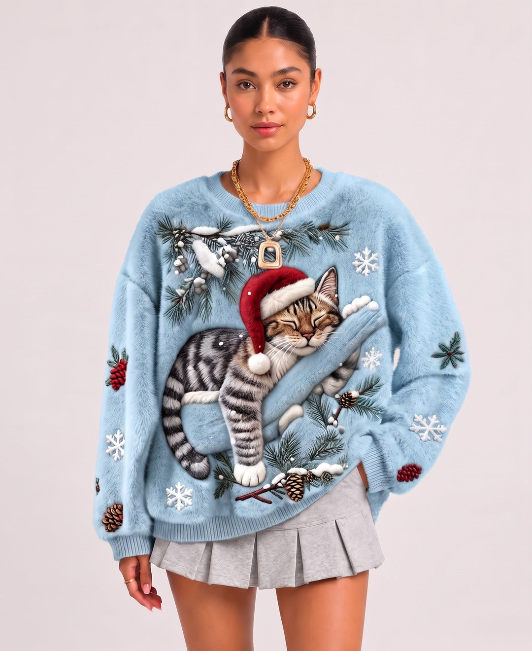 Tinsel Jumper in Light Blue, front view