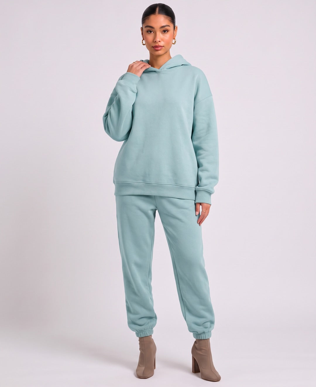 Esme Hoodie Jogger Set in Light Blue, front view