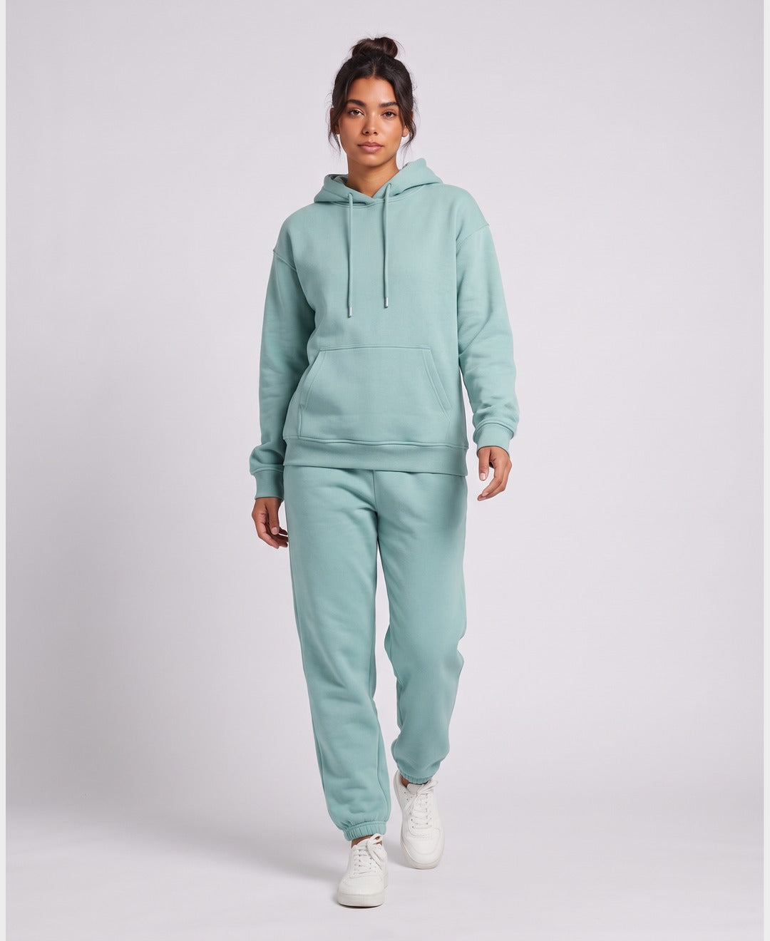 Giselle Hoodie Jogger Set in Light Green, front view