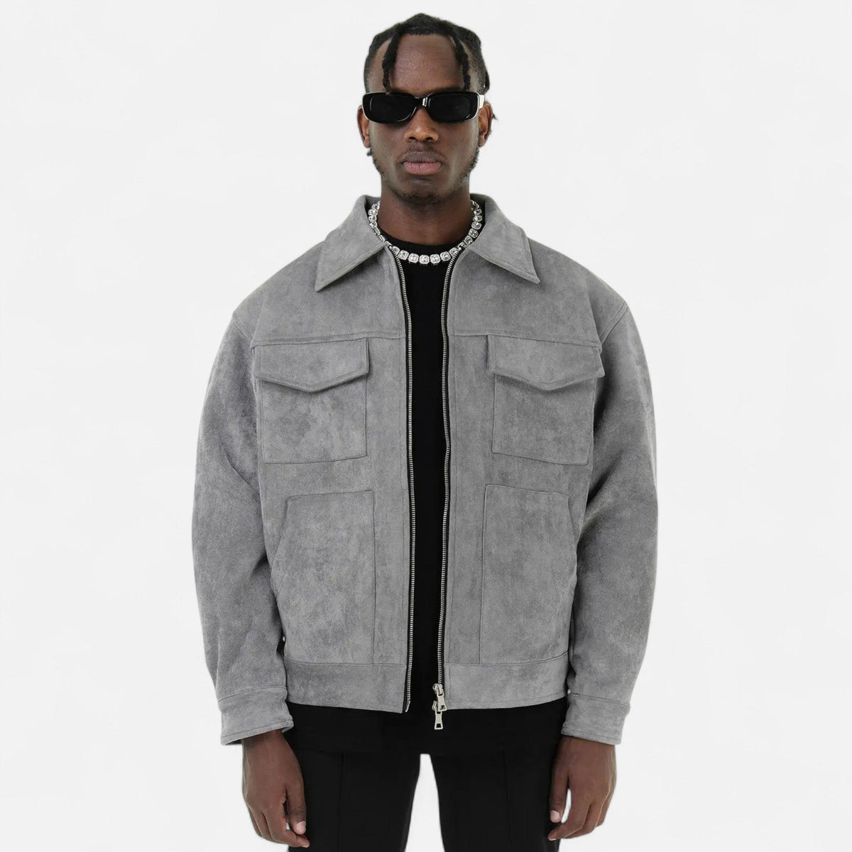 Men Faux Suede Jacket Relaxed Fit