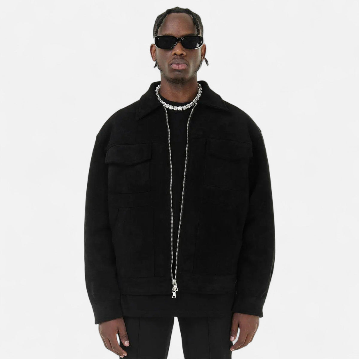 Men Faux Suede Jacket Relaxed Fit