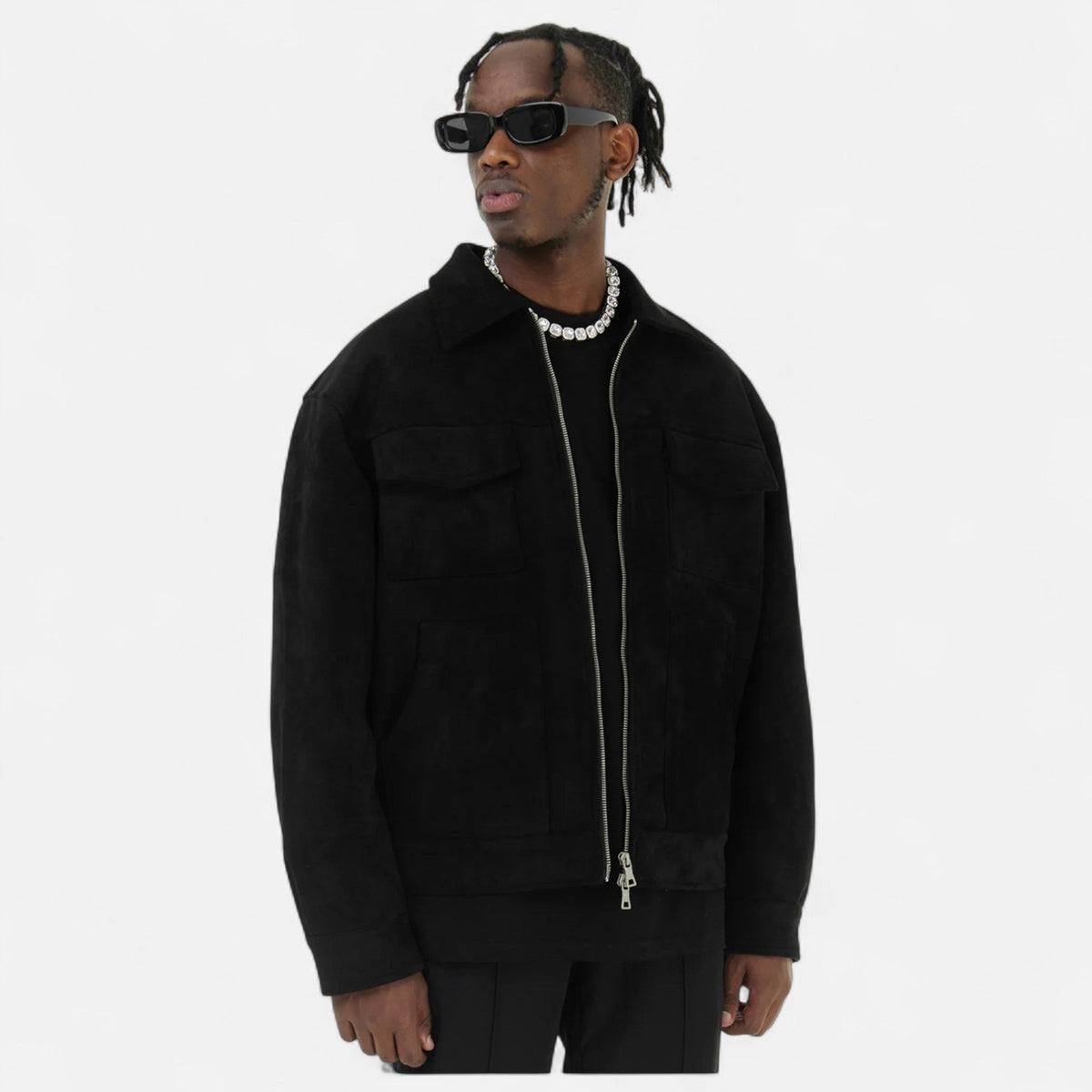 Men Faux Suede Jacket Relaxed Fit