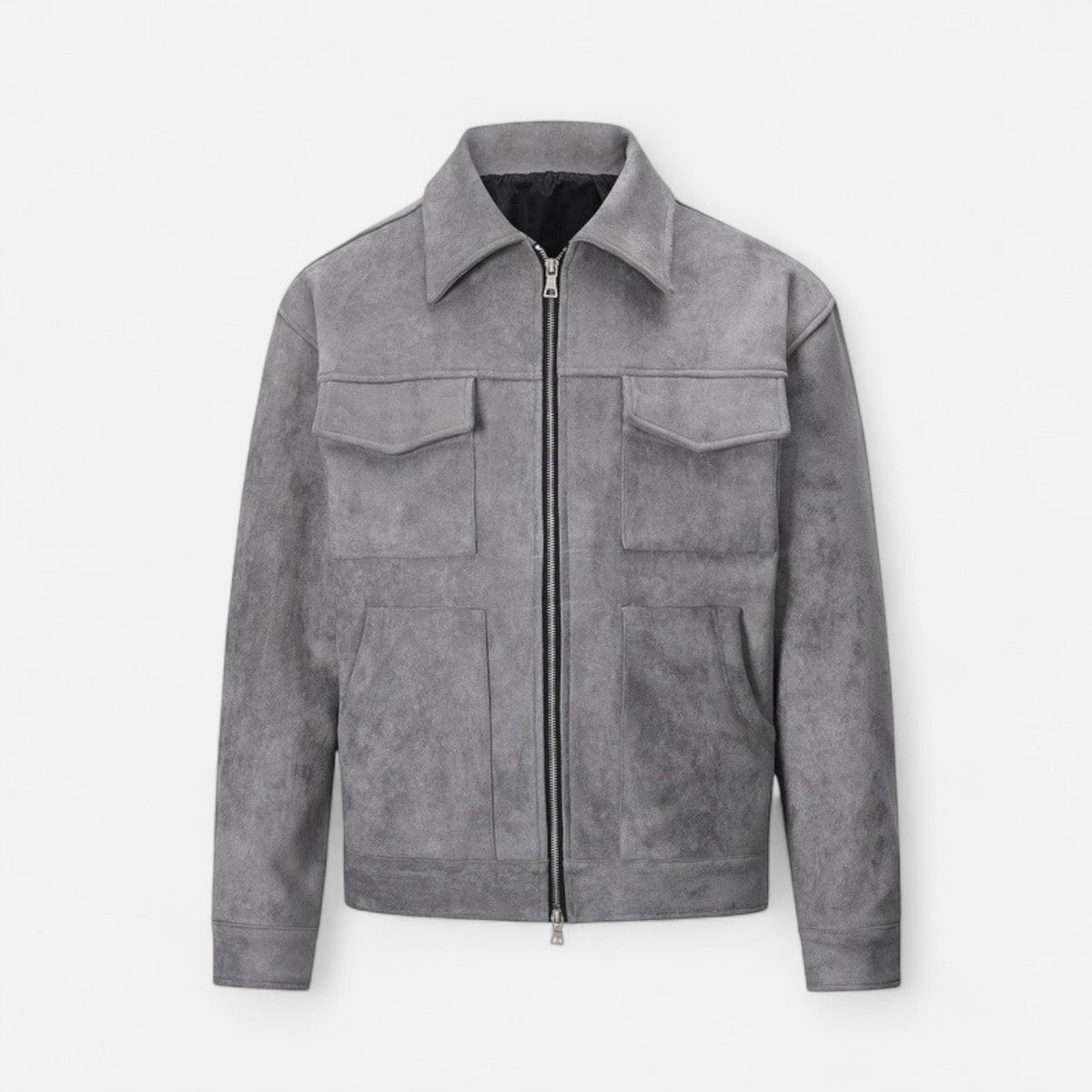 Men Faux Suede Jacket Relaxed Fit