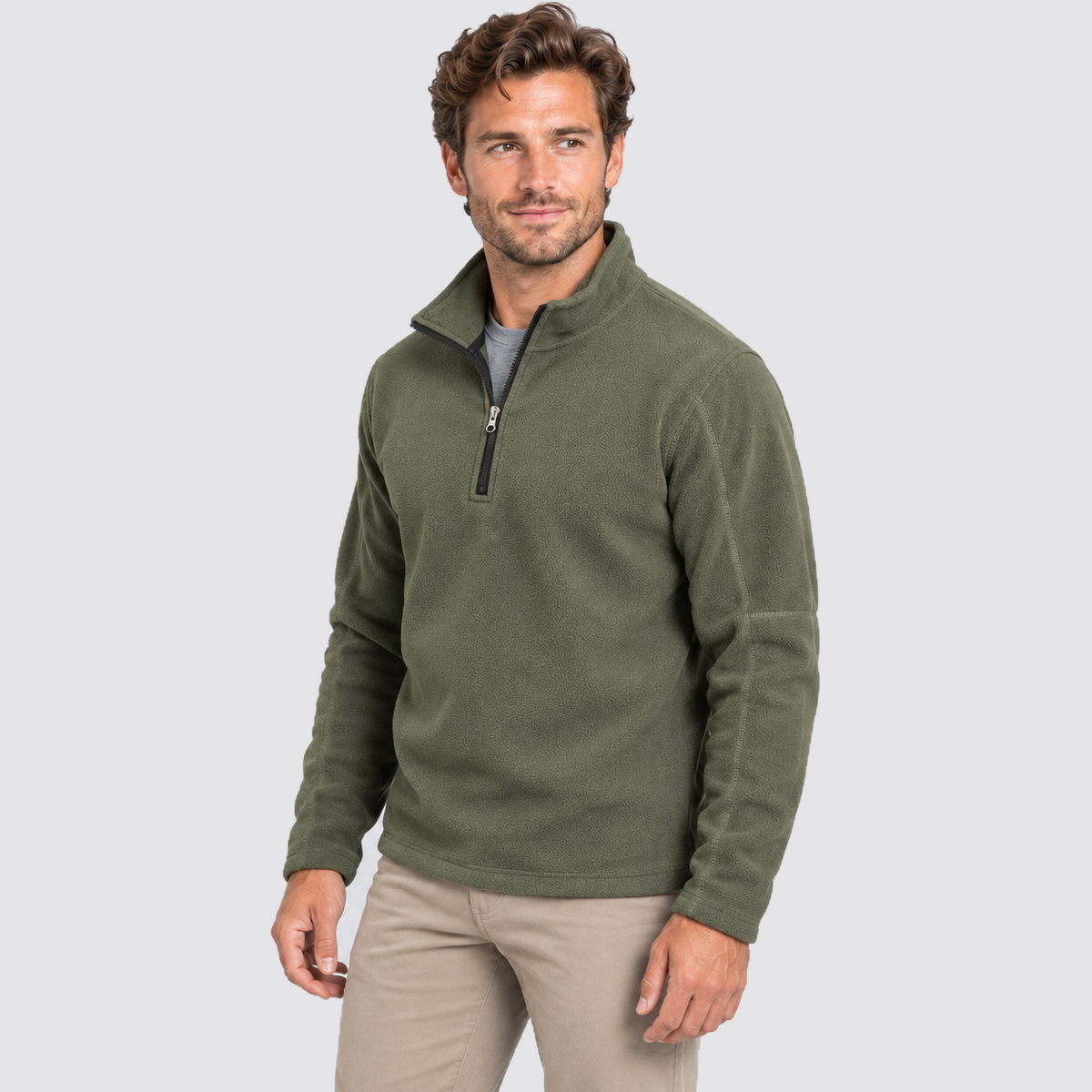 Men Fleece Half Zip Sweatshirt Stand Collar