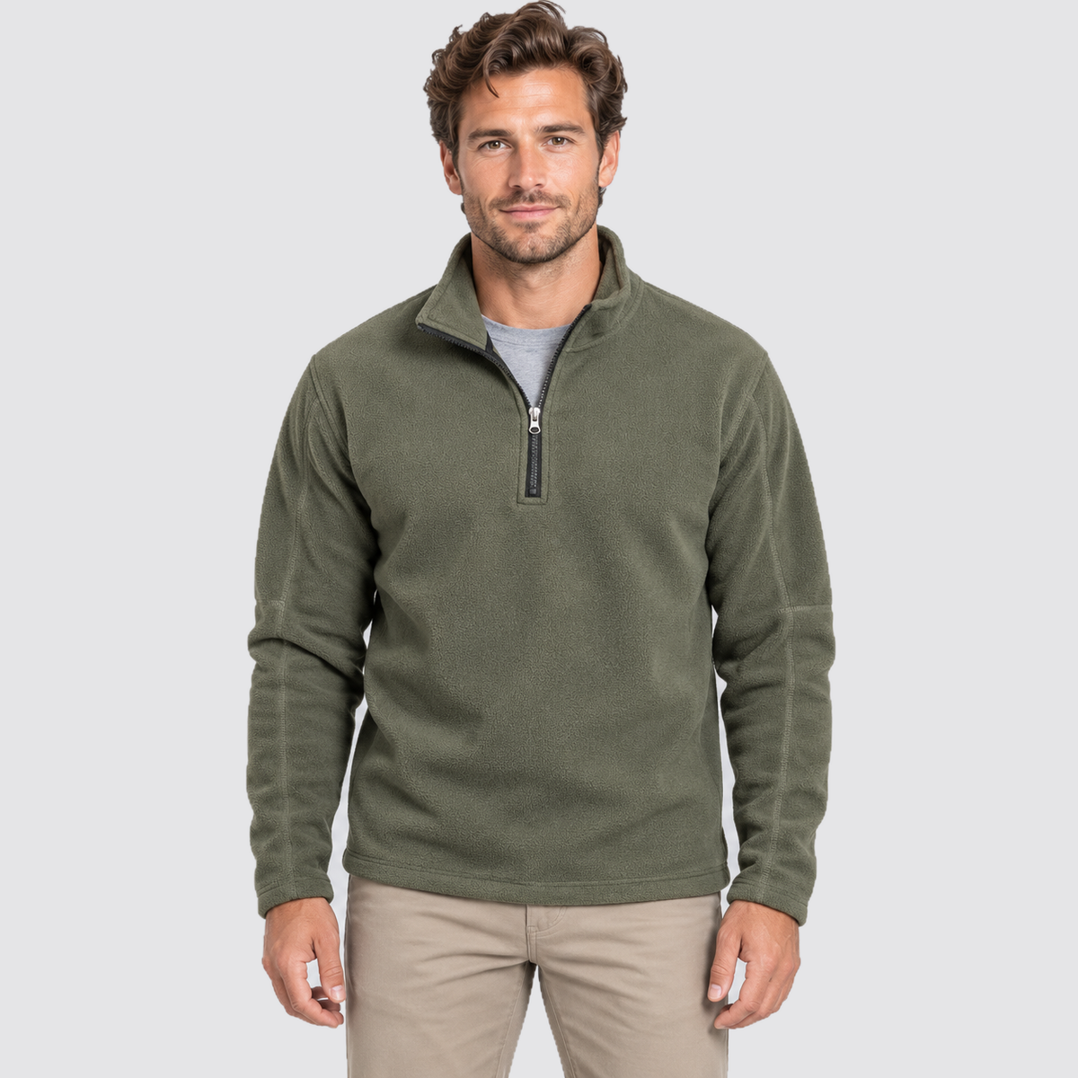 Men Fleece Half Zip Sweatshirt Stand Collar
