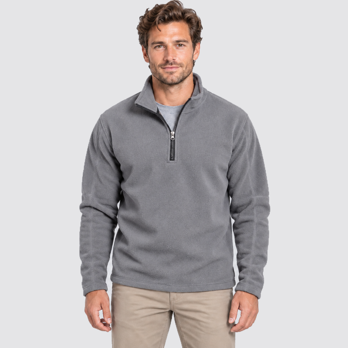 Men Fleece Half Zip Sweatshirt Stand Collar