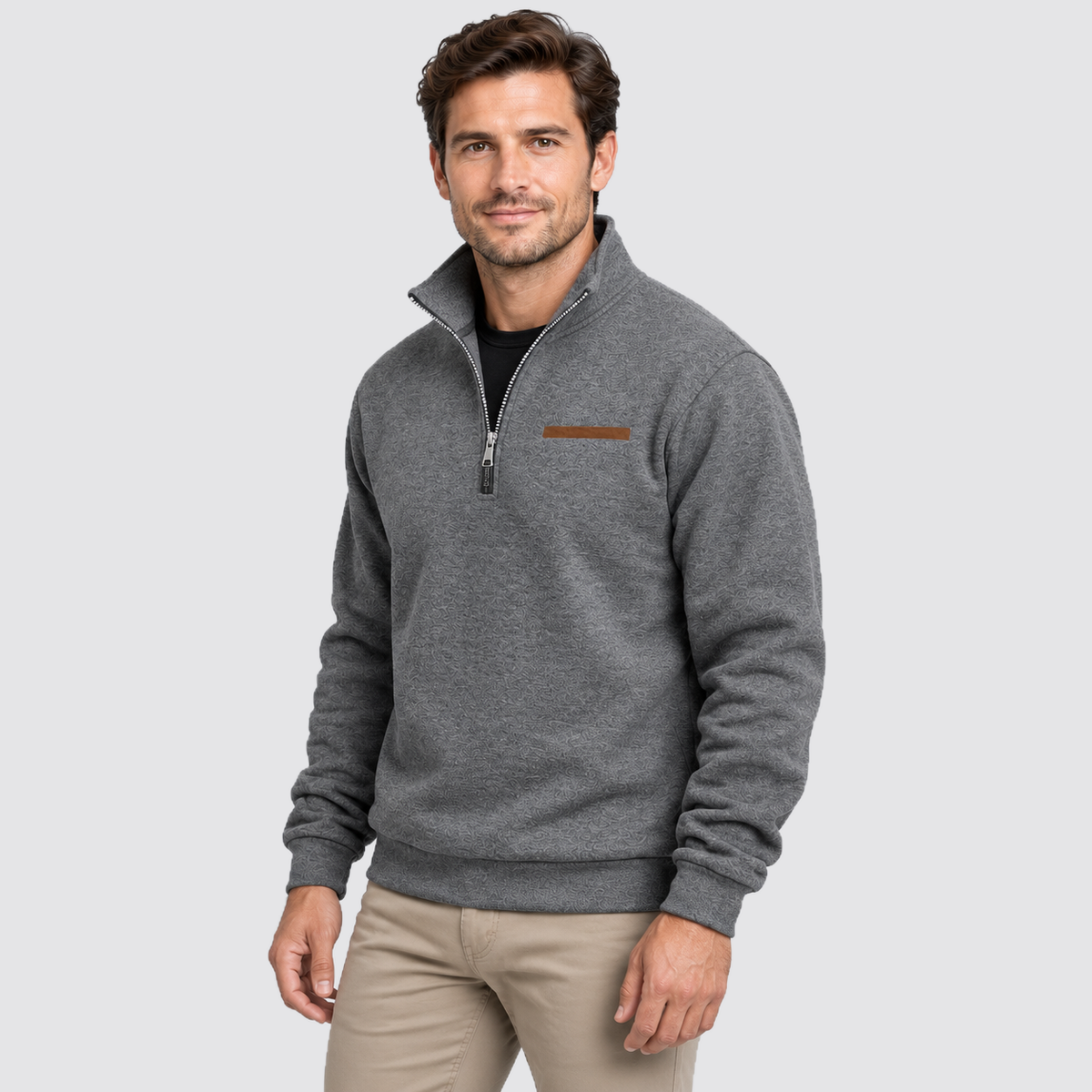Men Fleece Quarter Zip Pullover Regular Fit