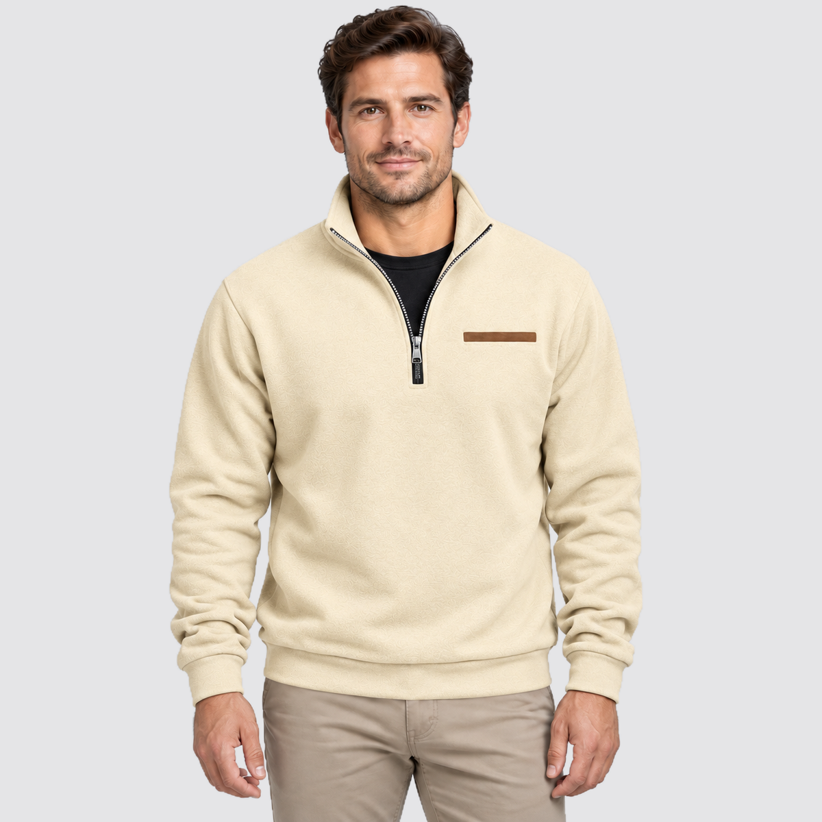 Men Fleece Quarter Zip Pullover Regular Fit