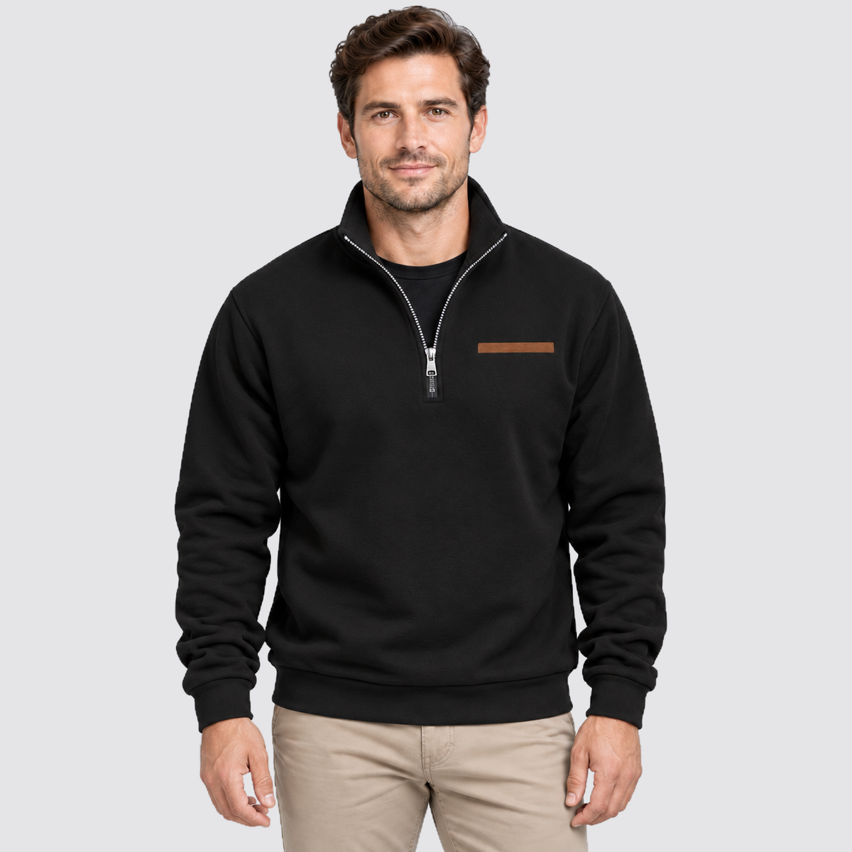 Men Fleece Quarter Zip Pullover Regular Fit