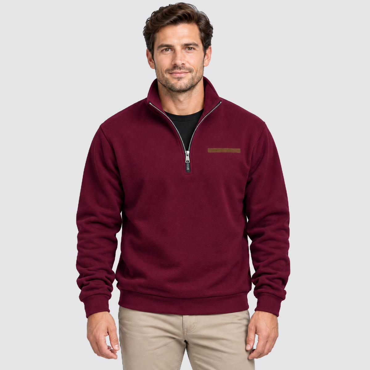 Men Fleece Quarter Zip Pullover Regular Fit