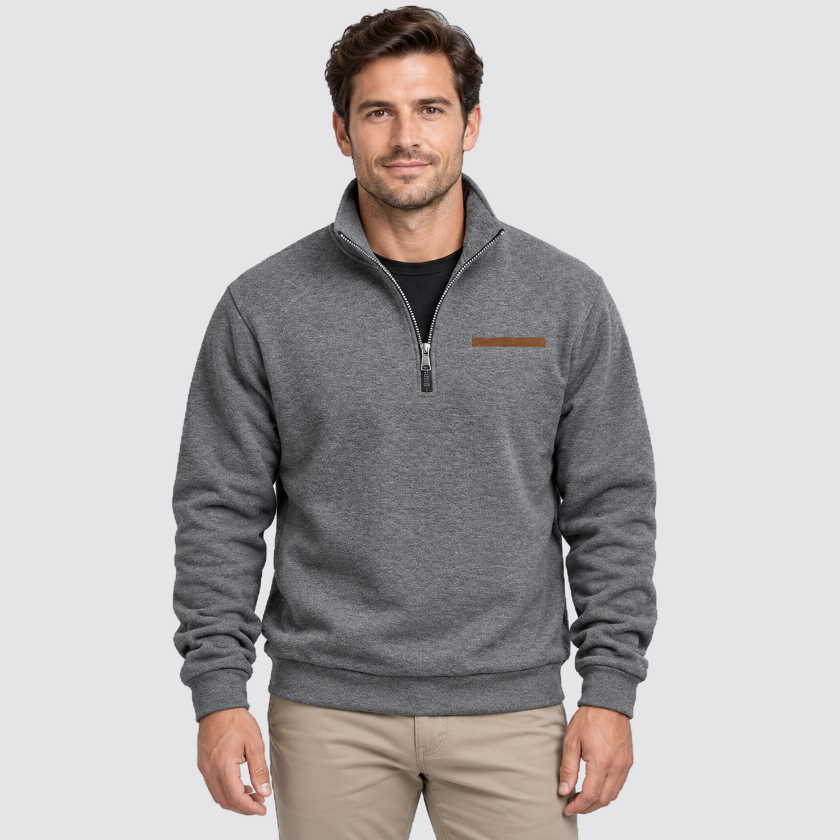 Men Fleece Quarter Zip Pullover Regular Fit