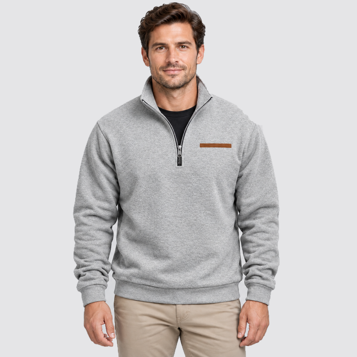 Men Fleece Quarter Zip Pullover Regular Fit