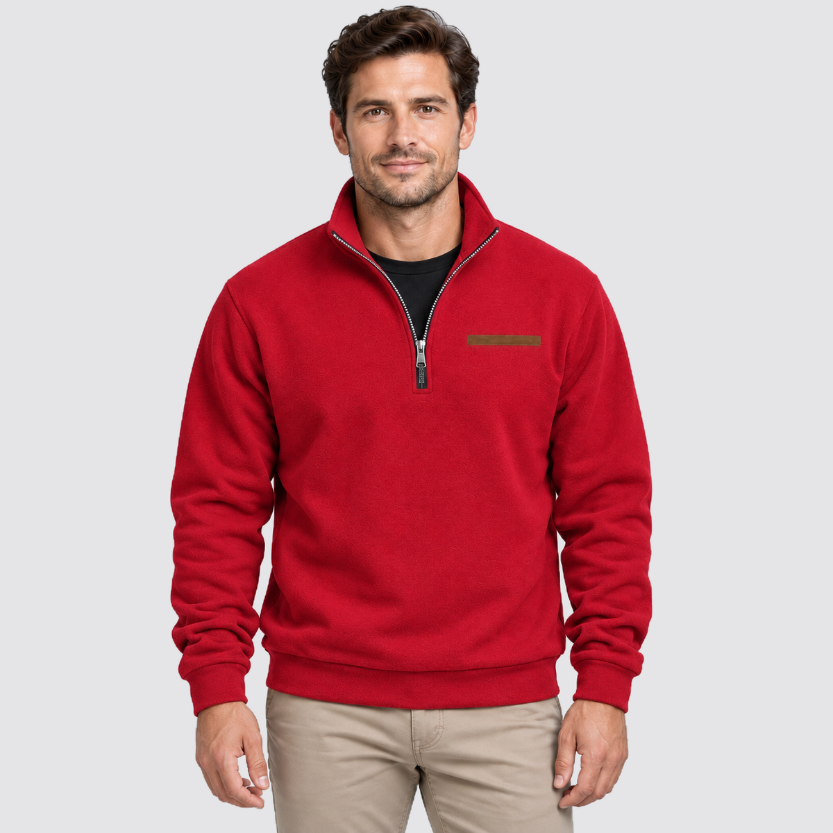 Men Fleece Quarter Zip Pullover Regular Fit