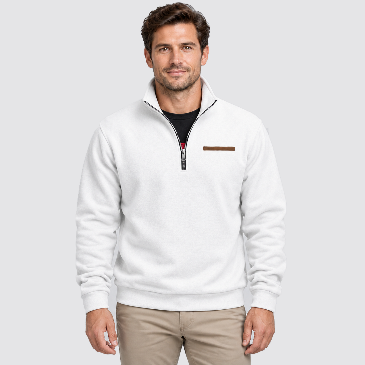 Men Fleece Quarter Zip Pullover Regular Fit