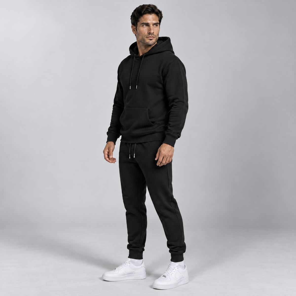 Men Heavyweight Tracksuit Set Relaxed Hoodie And Joggers