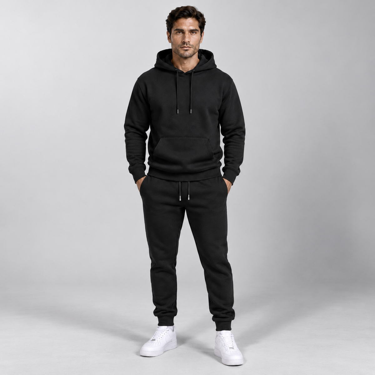 Men Heavyweight Tracksuit Set Relaxed Hoodie And Joggers