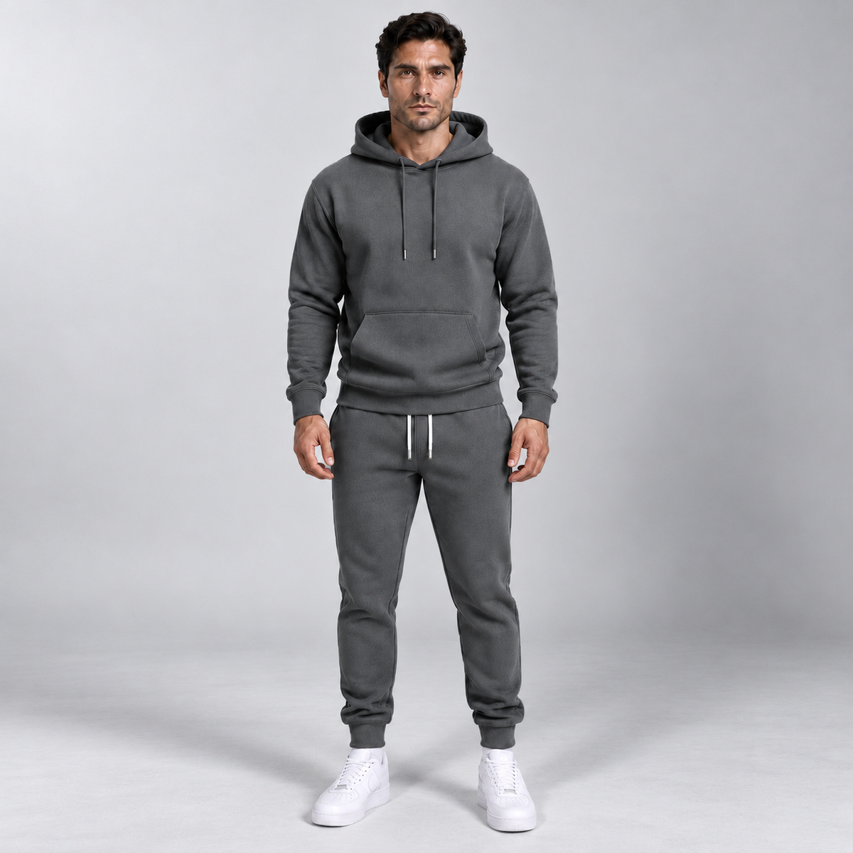 Men Heavyweight Tracksuit Set Relaxed Hoodie And Joggers
